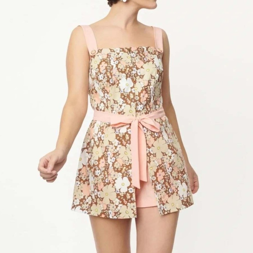 Smak Parlour Mod Retro 70s Hippie Floral Retro Romper Skort Dress Size 3X NWT
